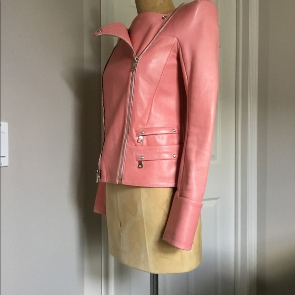 Balmain Bubblegum Pink Lambskin Leather Jacket - Picture 9 of 9